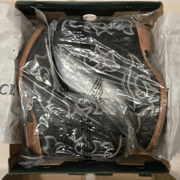 🤠NWT Leather Western Cowboy/Cowgirl Black  Boots NIB - Picture 14 of 15